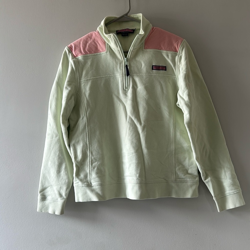 Vineyard Vines Mint Green and Pink Quarter Zip Pullover